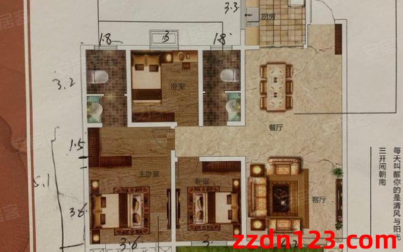 濮阳胜东花园,3室2厅二手房出售,报价：91万元